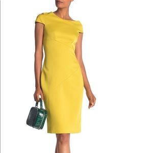 Ted Baker Aspyn asymmetric body con dress in yellow